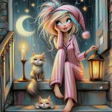 Load image into Gallery viewer, Yishu - Girl In Pajamas - 50*50CM 11CT 3 Stamped Cross Stitch
