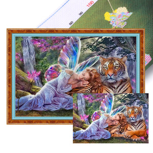 Yishu - Woman And Tiger - 70*50CM 11CT 3 Stamped Cross Stitch