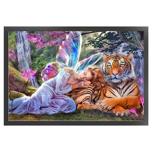 Yishu - Woman And Tiger - 70*50CM 11CT 3 Stamped Cross Stitch