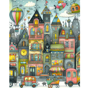 Car And City Scene With Houses 40*50CM(Canvas) Full Round Drill Diamond Painting