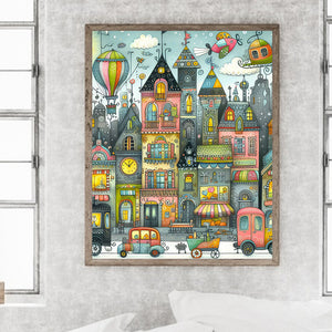 Car And City Scene With Houses 40*50CM(Canvas) Full Round Drill Diamond Painting
