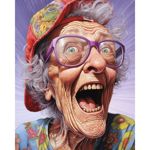 Laughing Old Lady 40*50CM(Picture) Full Round Drill Diamond Painting