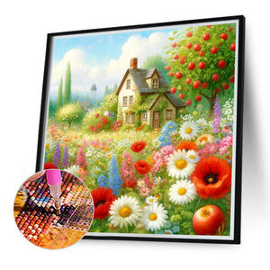 House With Flowers 40*40CM(Canvas) Full Round Drill Diamond Painting