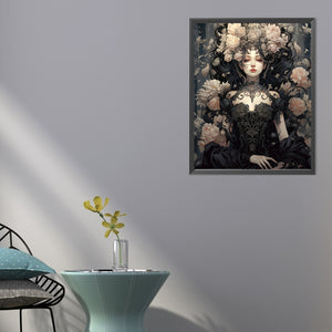 Mysterious Flower Girl 40*50CM(Picture) Full Round Drill Diamond Painting