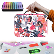 Load image into Gallery viewer, 70 Slots 5D Diamond Painting Case with Tools for DIY Art Craft (Pink Butterfly)
