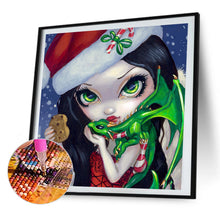 Load image into Gallery viewer, Green Dragon And Christmas Girl 50*50CM(Picture) Full Round Drill Diamond Painting
