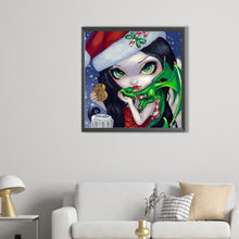 Load image into Gallery viewer, Green Dragon And Christmas Girl 50*50CM(Picture) Full Round Drill Diamond Painting
