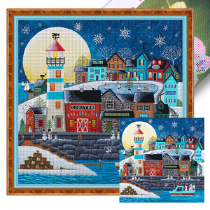 Huancan - Winter Pier - 50*50CM 14CT 2 Stamped Cross Stitch
