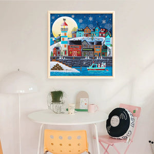 Huancan - Winter Pier - 50*50CM 14CT 2 Stamped Cross Stitch