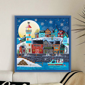 Huancan - Winter Pier - 50*50CM 14CT 2 Stamped Cross Stitch