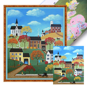 Huancan - Town Under A Blue Sky - 40*50CM 14CT 2 Stamped Cross Stitch