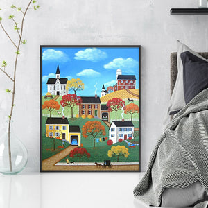 Huancan - Town Under A Blue Sky - 40*50CM 14CT 2 Stamped Cross Stitch