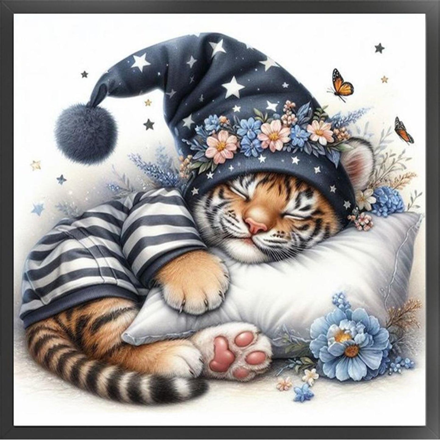 Sleeping Tiger Cub - Full 11CT Stamped Cross Stitch 40x40CM - Huacan