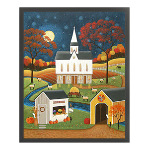 Huancan - Farm At Night - 40*50CM 11CT 3 Stamped Cross Stitch