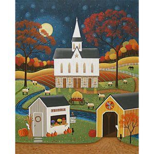 Huancan - Farm At Night - 40*50CM 11CT 3 Stamped Cross Stitch