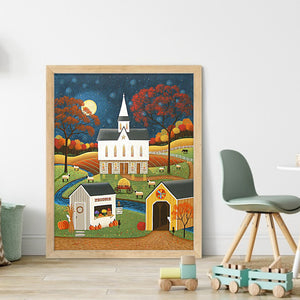 Huancan - Farm At Night - 40*50CM 11CT 3 Stamped Cross Stitch