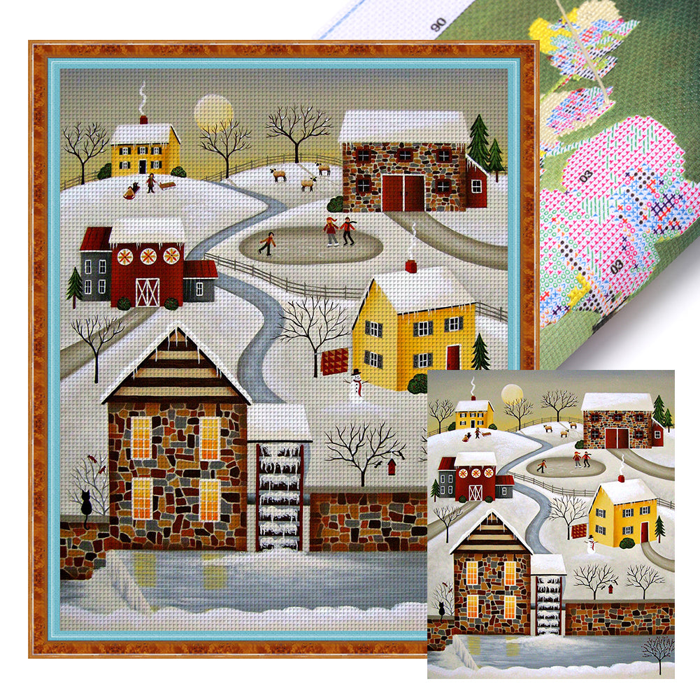Huancan - Winter Town - 40*50CM 11CT 3 Stamped Cross Stitch