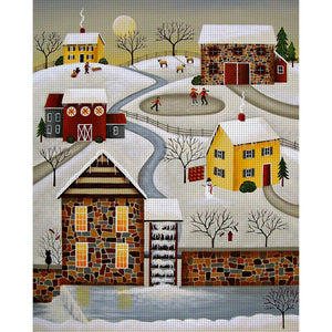 Huancan - Winter Town - 40*50CM 11CT 3 Stamped Cross Stitch