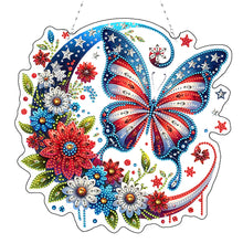 Load image into Gallery viewer, Acrylic 2D Flat DIY US Flag Butterfly Hanging Diamond Art Kits Wall Door Decor
