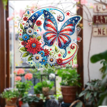 Load image into Gallery viewer, Acrylic 2D Flat DIY US Flag Butterfly Hanging Diamond Art Kits Wall Door Decor
