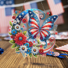 Load image into Gallery viewer, Acrylic 2D Flat DIY US Flag Butterfly Hanging Diamond Art Kits Wall Door Decor
