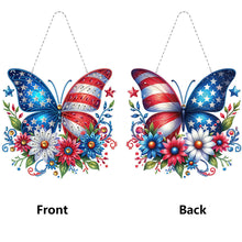 Load image into Gallery viewer, Acrylic 2D Flat DIY US Flag Butterfly Hanging Diamond Art Kits Wall Door Decor
