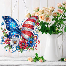 Load image into Gallery viewer, Acrylic 2D Flat DIY US Flag Butterfly Hanging Diamond Art Kits Wall Door Decor
