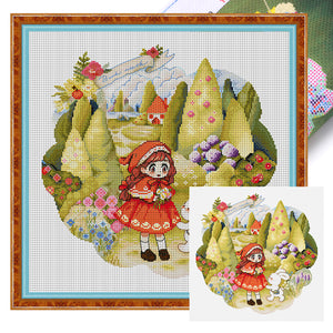 Spring Brand - Flower Picking In The Woods - 39*39*CM 14CT 2 Stamped Cross Stitch Egyptian cotton
