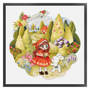 Spring Brand - Flower Picking In The Woods - 39*39*CM 14CT 2 Stamped Cross Stitch Egyptian cotton
