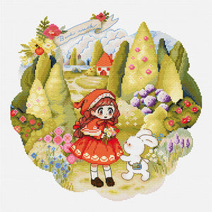 Spring Brand - Flower Picking In The Woods - 39*39*CM 14CT 2 Stamped Cross Stitch Egyptian cotton