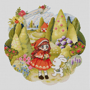 Spring Brand - Flower Picking In The Woods - 39*39*CM 14CT 2 Stamped Cross Stitch Egyptian cotton