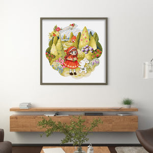 Spring Brand - Flower Picking In The Woods - 39*39*CM 14CT 2 Stamped Cross Stitch Egyptian cotton