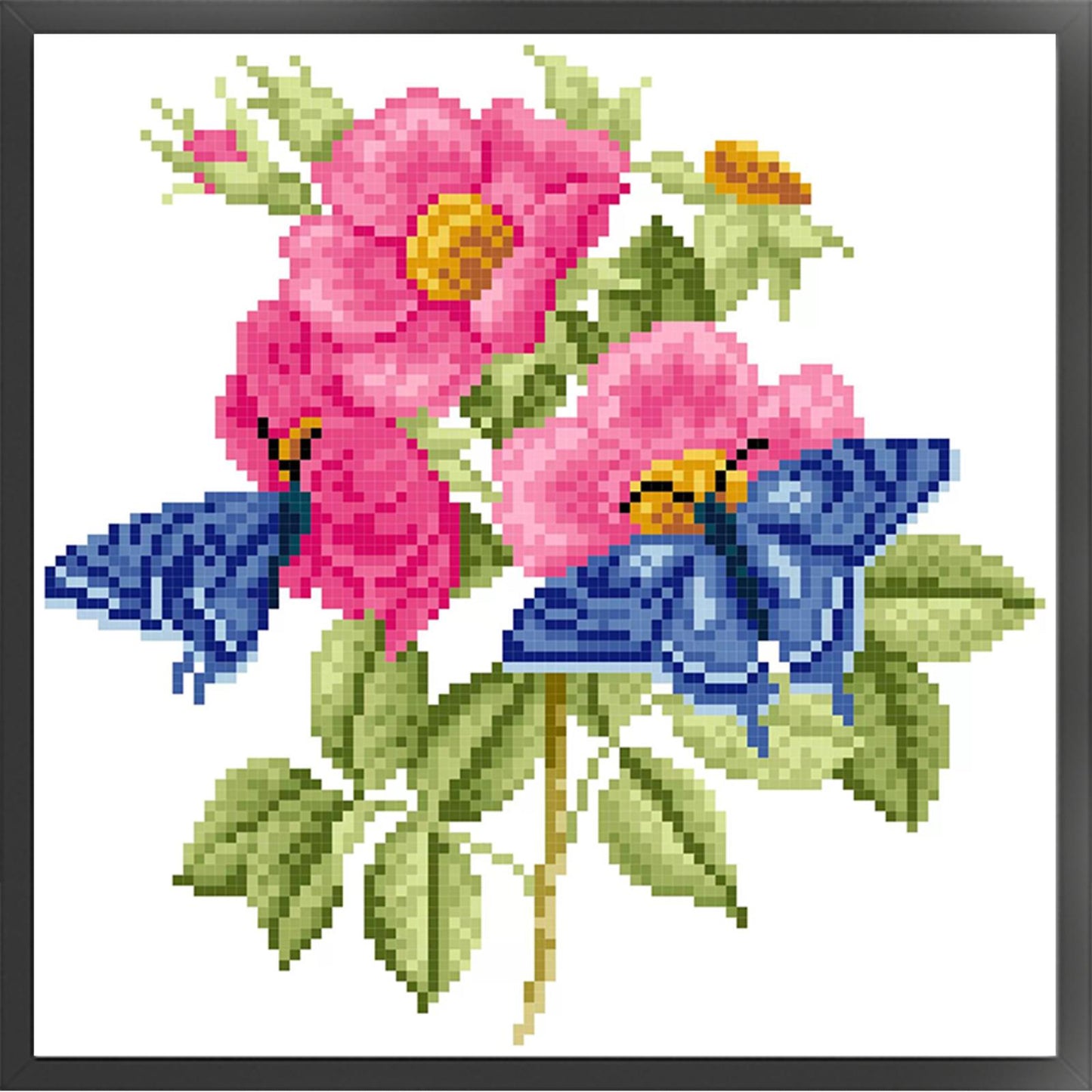 Fluttering Butterflies & Dancing Blossoms - Partial  9CT Stamped Cross Stitch - Bead Embroidery 27x27CM/10.63x10.63in