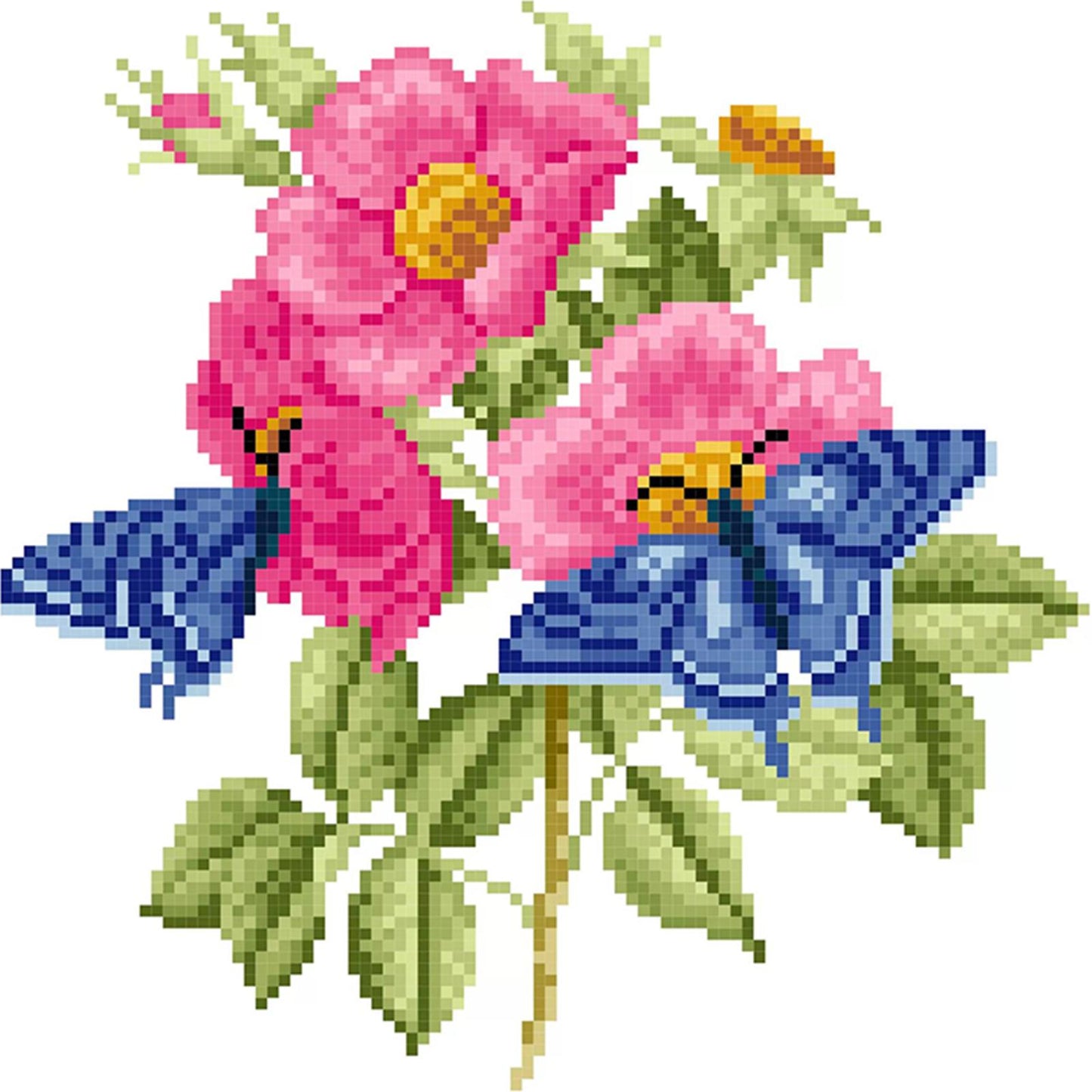 Fluttering Butterflies & Dancing Blossoms - Partial  9CT Stamped Cross Stitch - Bead Embroidery 27x27CM/10.63x10.63in