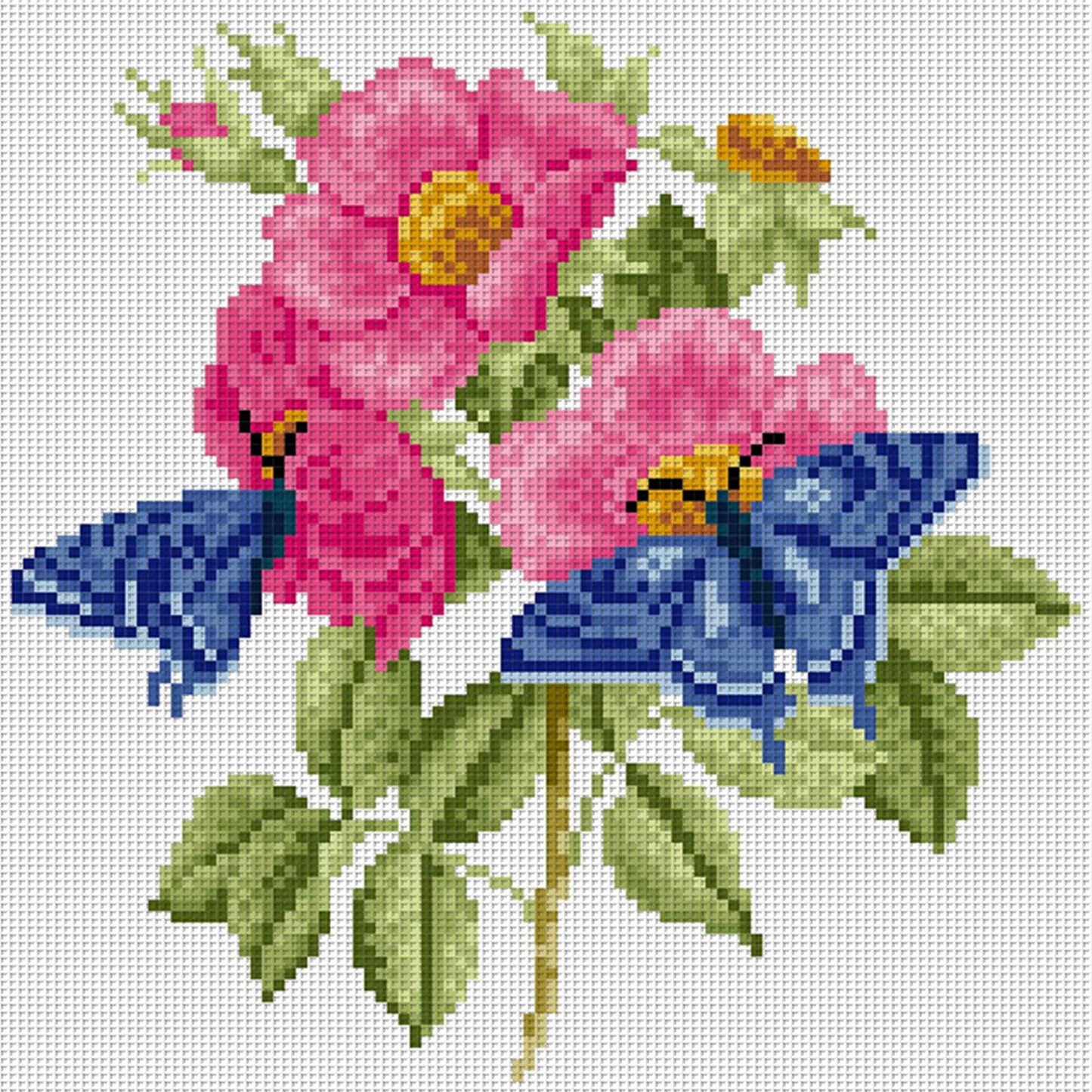 Fluttering Butterflies & Dancing Blossoms - Partial  9CT Stamped Cross Stitch - Bead Embroidery 27x27CM/10.63x10.63in
