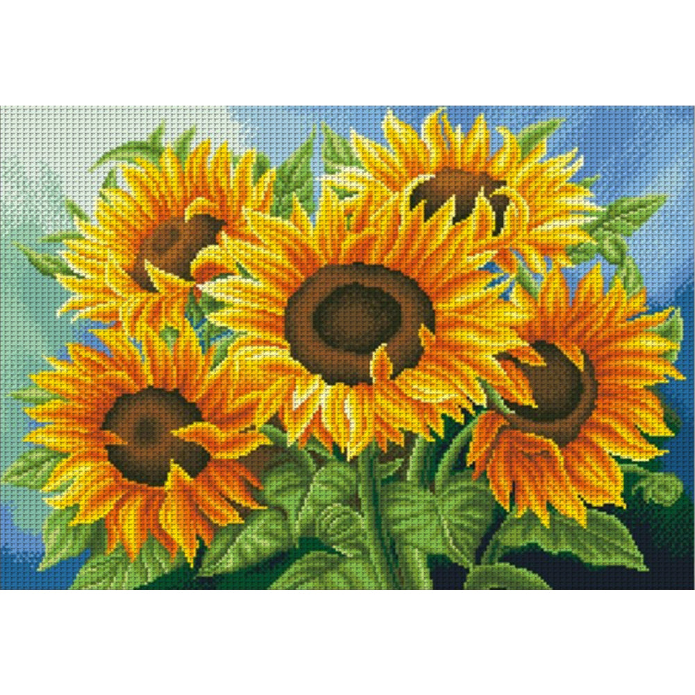 Sunflower - Full 11CT Stamped Cross Stitch - Bead Embroidery 65x50CM/25.59x19.69in
