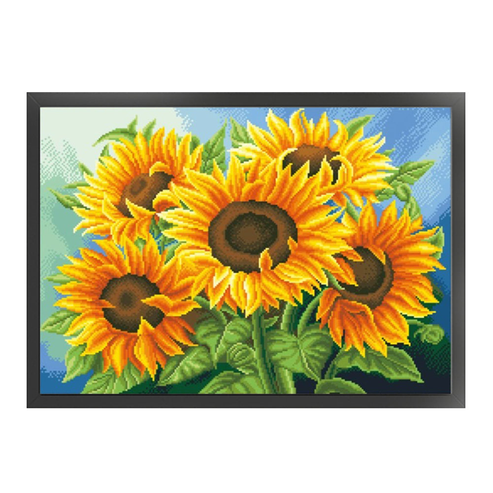 Sunflower - Full 11CT Stamped Cross Stitch - Bead Embroidery 65x50CM/25.59x19.69in