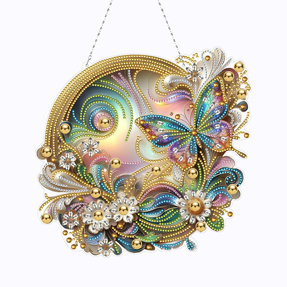 2D Flat DIY Butterfly Diamond Art Pendant Window Hanging Art for Home Decor