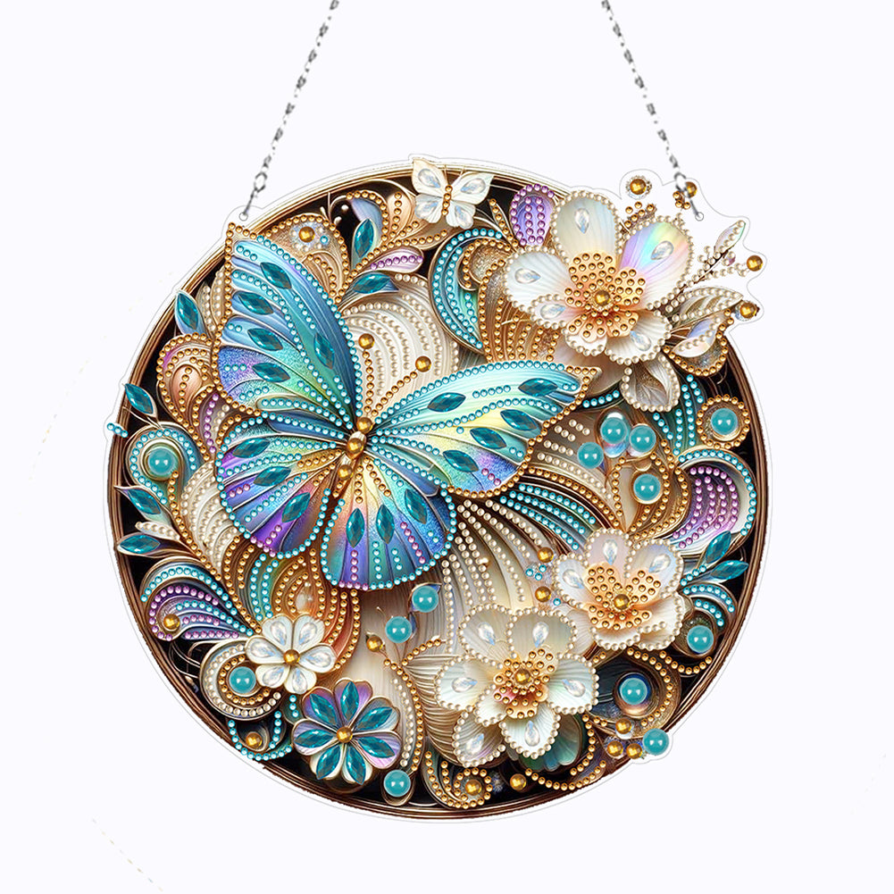 2D Flat DIY Butterfly Diamond Art Pendant Window Hanging Art for Home Decor