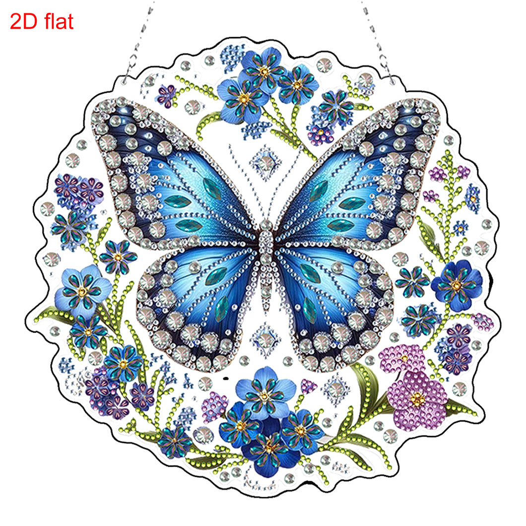 2D Flat DIY Butterfly Diamond Art Pendant Window Hanging Art for Home Decor