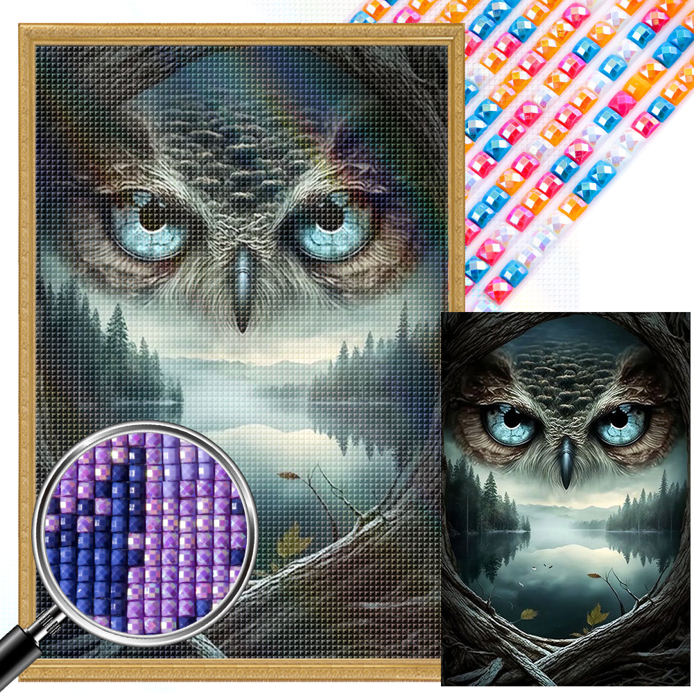 Owl 40*60CM(Picture) Partial AB Full Square Drill Diamond Painting