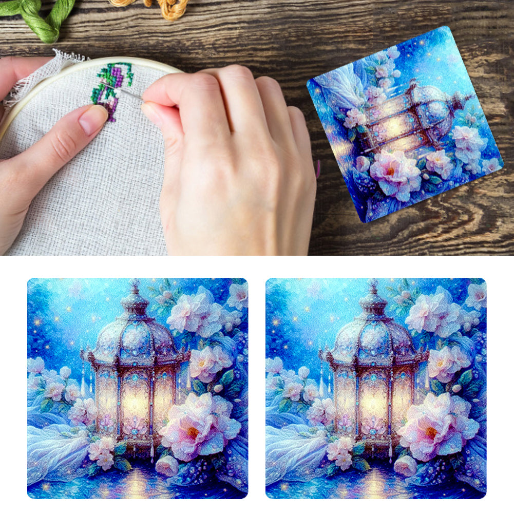 Acrylic Flower Lantern Cross Stitch Tool Needle Suction Fridge Magnet DIY Art
