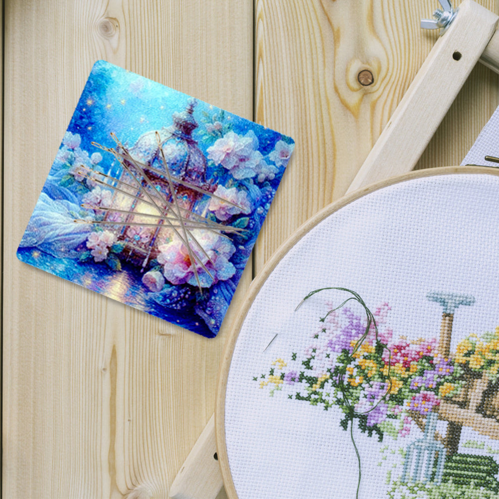 Acrylic Flower Lantern Cross Stitch Tool Needle Suction Fridge Magnet DIY Art