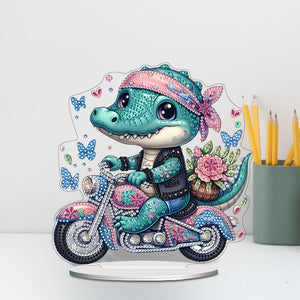 Acrylic Motorcycle Crocodile Diamond Painting Desktop Decorations for Beginner