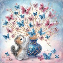 Load image into Gallery viewer, Cat With Butterfly 40*40CM(Canvas) Partial Special Shaped Drill Diamond Painting
