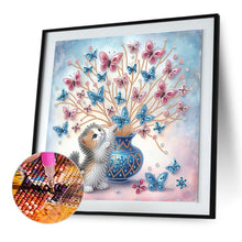 Load image into Gallery viewer, Cat With Butterfly 40*40CM(Canvas) Partial Special Shaped Drill Diamond Painting
