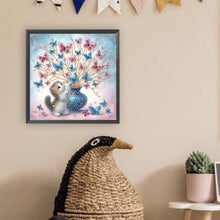 Load image into Gallery viewer, Cat With Butterfly 40*40CM(Canvas) Partial Special Shaped Drill Diamond Painting
