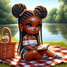 Load image into Gallery viewer, Girl With Pigtails Reading 30*30CM(Canvas) Full Round Drill Diamond Painting
