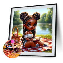 Load image into Gallery viewer, Girl With Pigtails Reading 30*30CM(Canvas) Full Round Drill Diamond Painting
