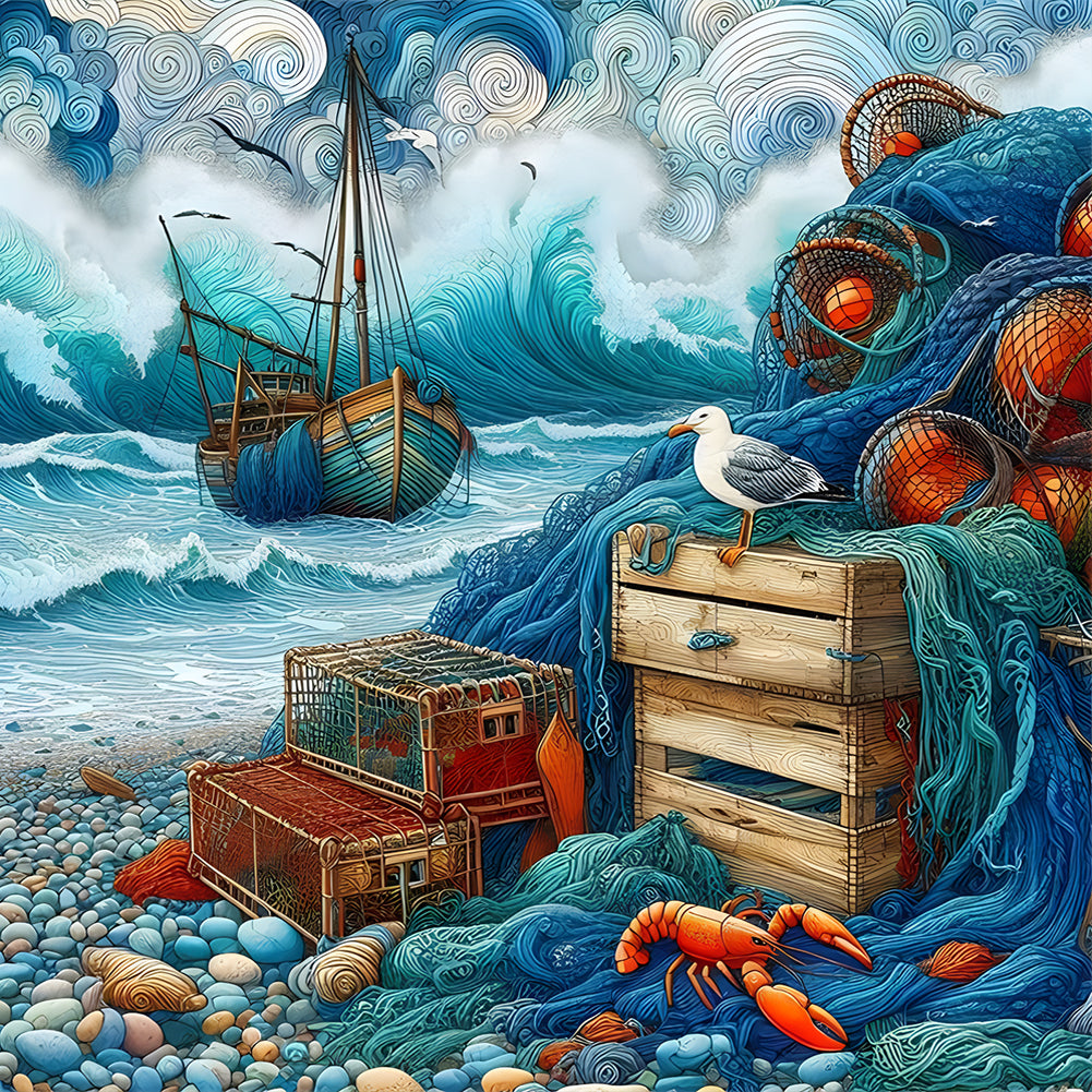 Abstract Beach 40*40CM(Canvas) Full Round Drill Diamond Painting